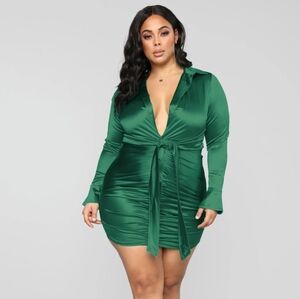 NWT FASHION NOVA EMERALD GREEN YOU'RE NOT SLICK MINIDRESS SIZE XLARGE